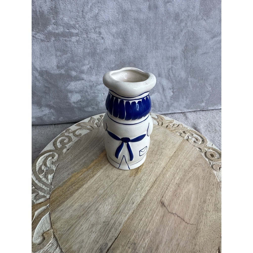 Vintage Katana Japan Ceramic Chef Utensil Holder Blue White Hand Painted 7 inch - Picture 3 of 5